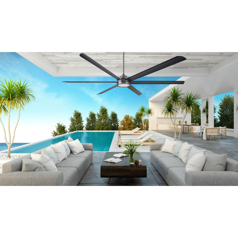Ventilateur de plafond en carbone brossé à 6 pales de 100 po avec télécommande, ensemble d'éclairage à DEL à intensité variable et moteur réversible Blazer