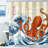Funny Ocean Octopus Shower Curtian for Bathroom Waterproof Fabric Bath Curtain Sets with Hooks 72''×72''