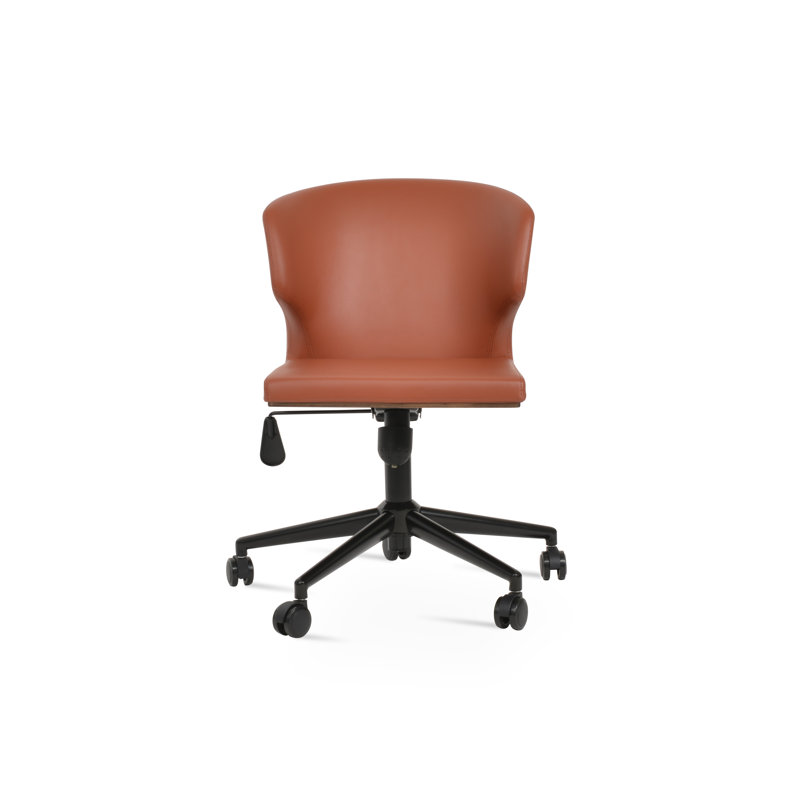 Chaise de bureau Amed, Noir mat, Cannelle