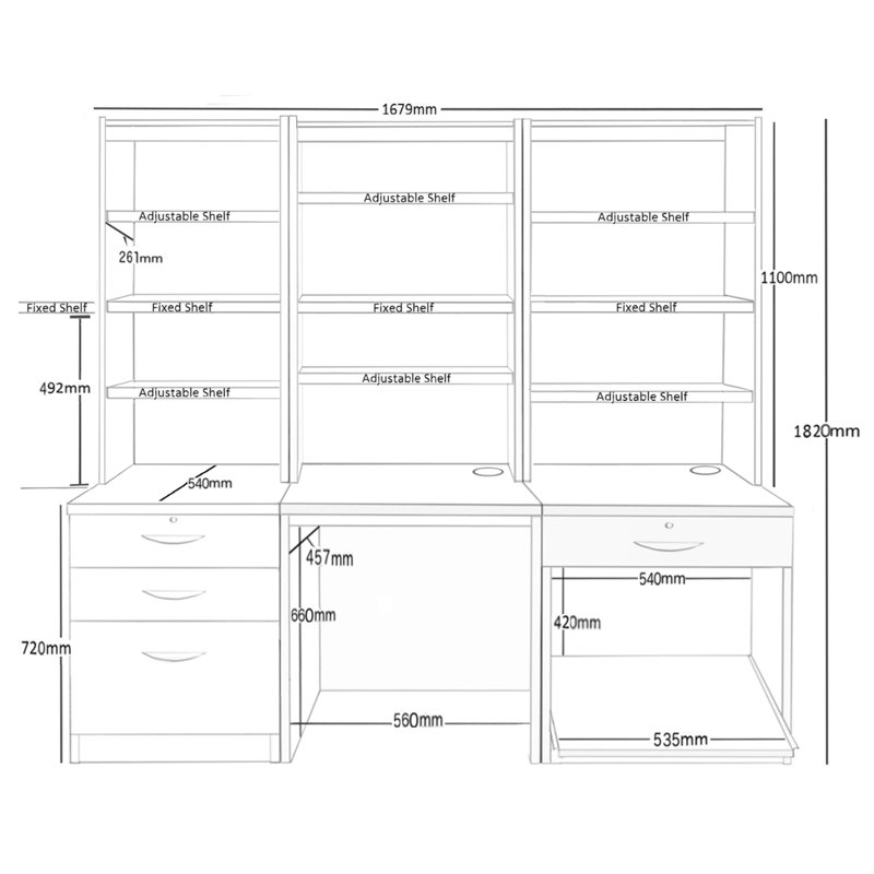Walshaw Solid Wood Base Computer Desk, Grey Nebraska