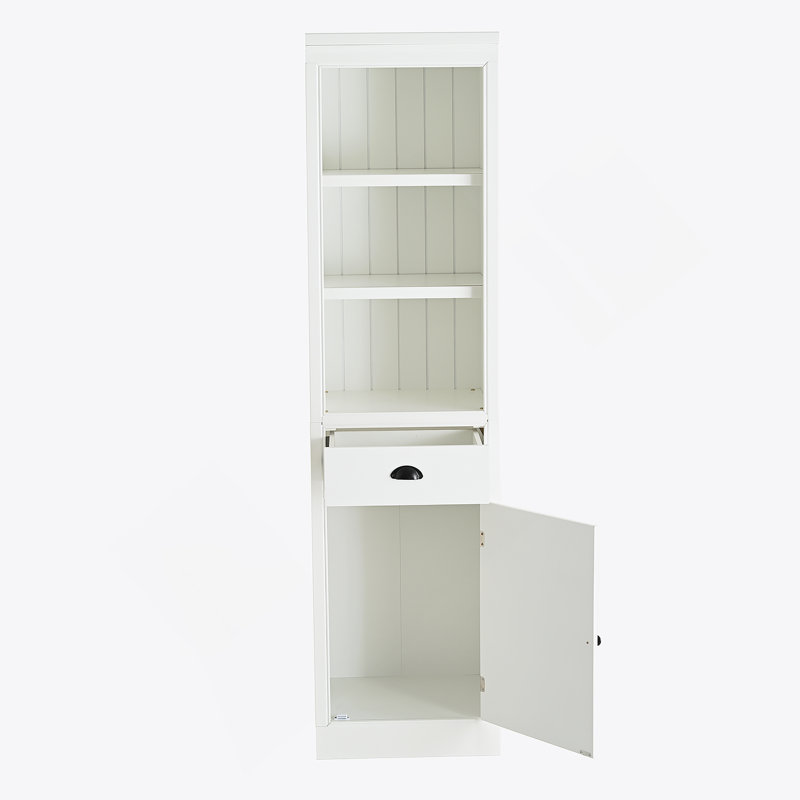 Tablette de présentation de 75 po de hauteur avec armoire, armoire de style rétro pour les couloirs: salon, cuisine, maison, studio ou espace de travail - blanc