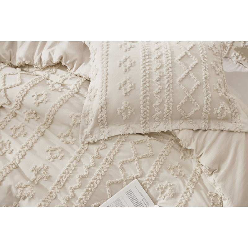 Ensemble d'édredon en microfibre toutes saisons, Beige, Édredon double + 2 taies décoratives standards