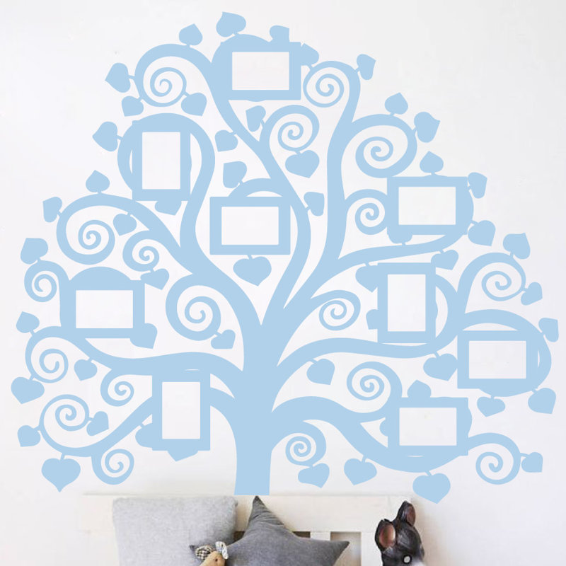 Décalcomanie murale images arbre familial, Bleu poudré