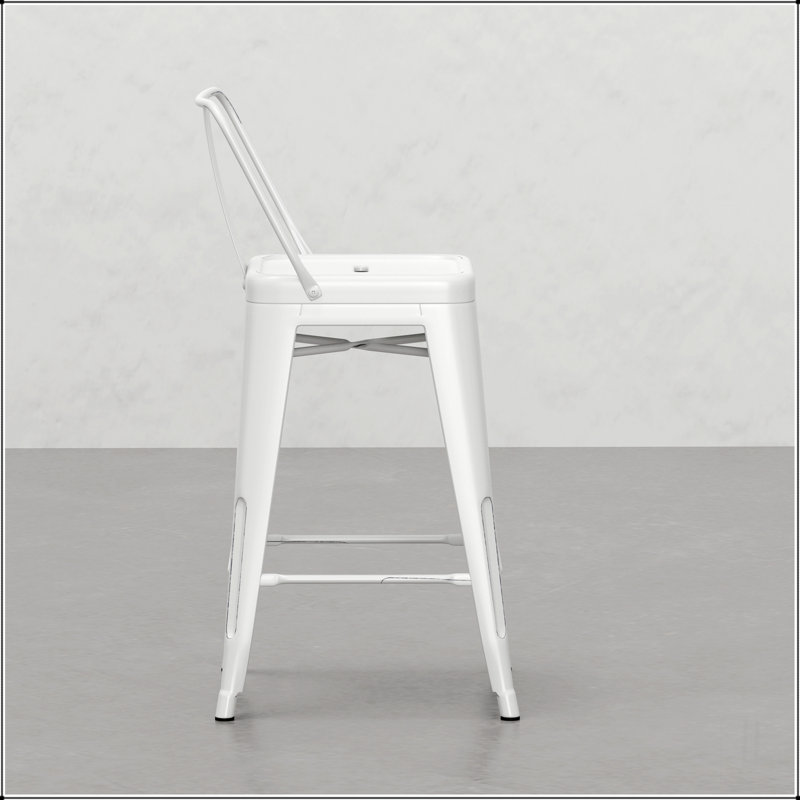 Tabouret de comptoir 24 po (ensemble de 2), Blanc, 2