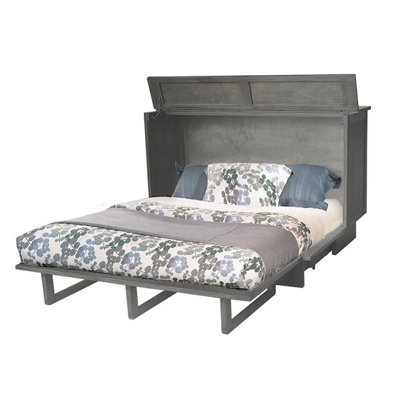 Grand lit escamotable en bois massif avec matelas Bryanna