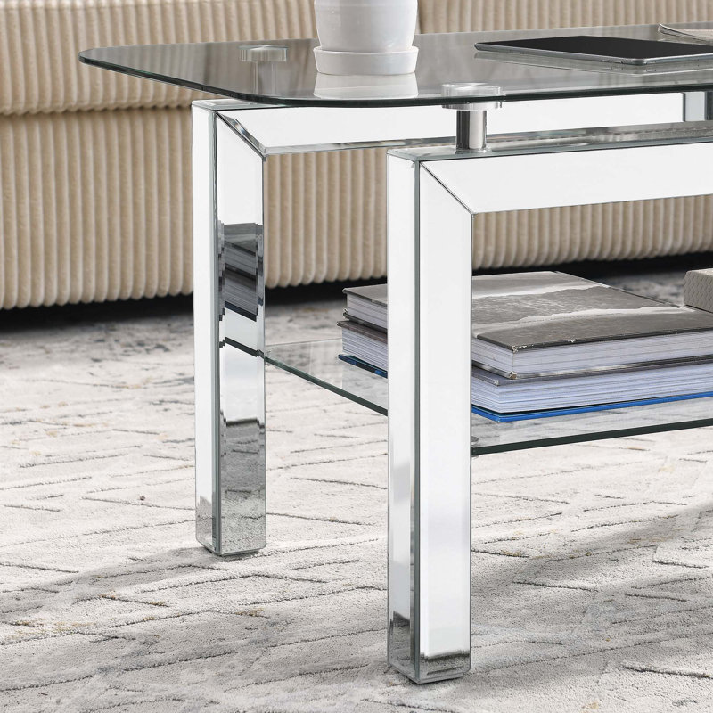Table basse rectangulaire en verre trempé