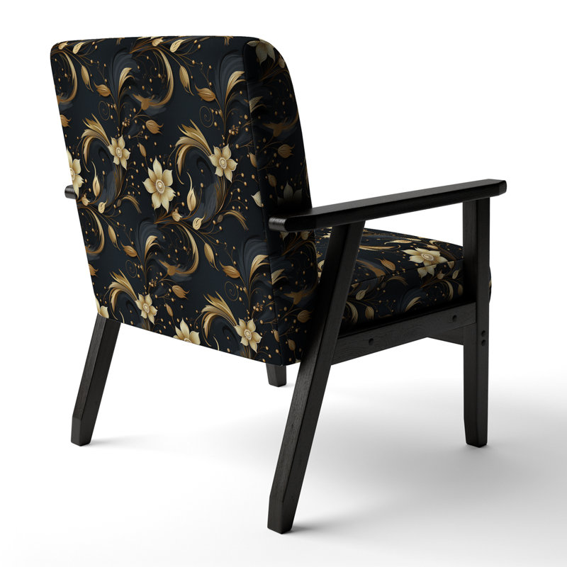 Fauteuil d'appoint rembourré noir et doré Intrigue Elegance I