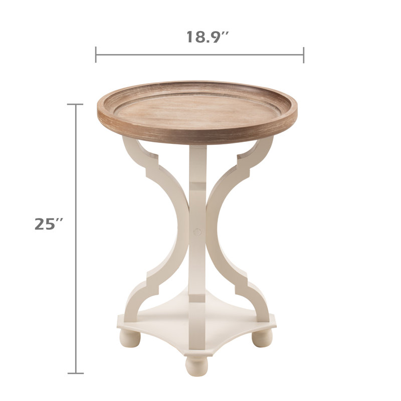 Natural Wood Tray Top End Table Set with Curved Legs