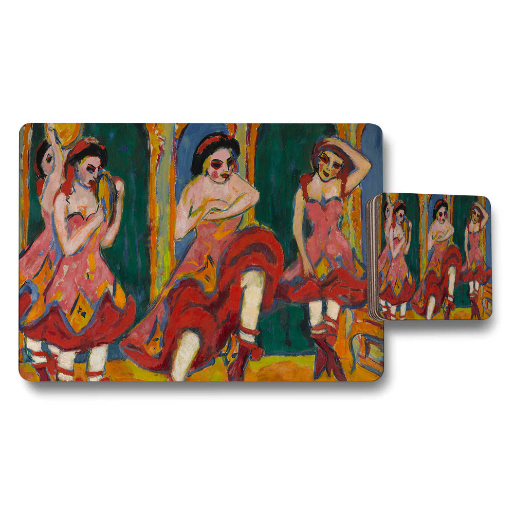Ballet Dancer Art Print Placemat and Coaster Set in Vibrant Colors