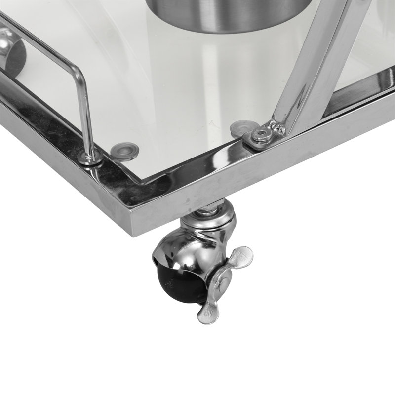 Chariot-bar contemporain en chrome avec support à vin