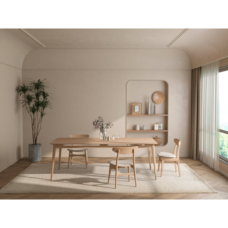 Isabella Mid Century Light Oak Dining Table with Walnut and Leather Chairs