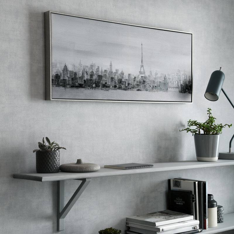 Bonne Nuit Paris Skyline - Graphic Art Print on Canvas