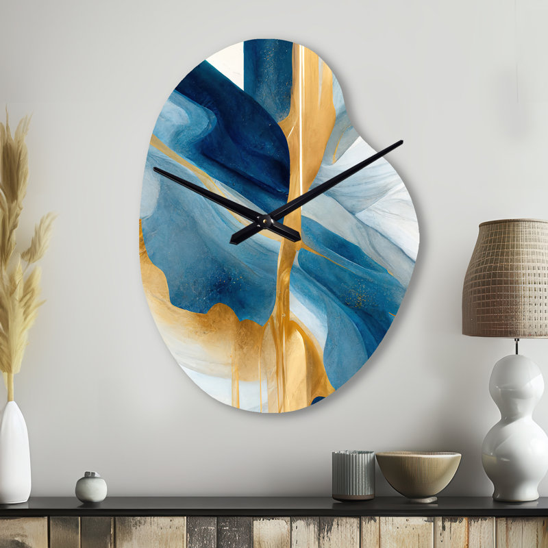 «Bold Expression Art I - Abstract Spirals», horloge murale asymétrique en métal, Grand