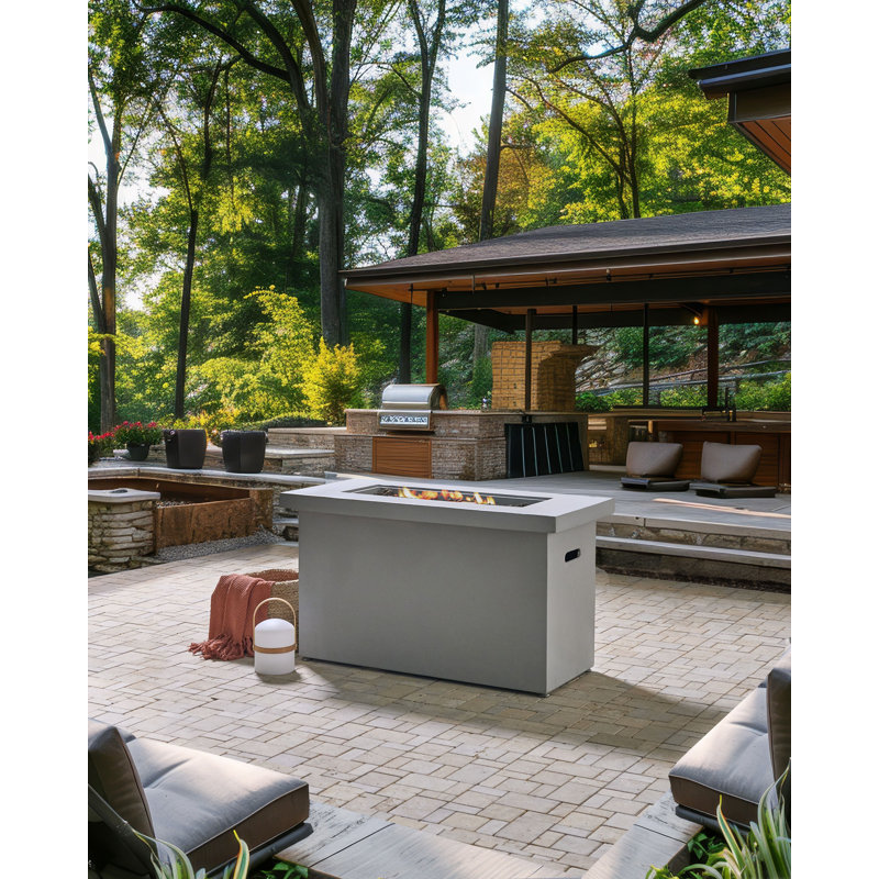 Rectangle Concrete Propane Fire Pit