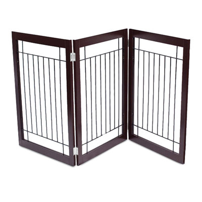BirdRock Home 3-Panel Wooden Dog Gate, Espresso