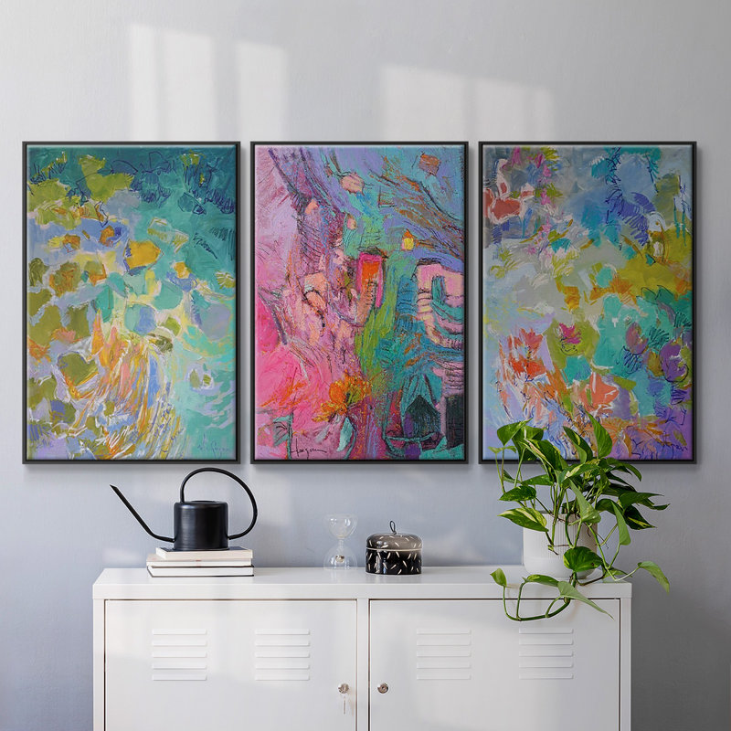 «Let Me Bloom I Am», 3 pièces, H 24 po x l 48 po x P 2 po, Noir