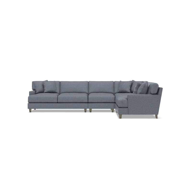 Mila Sectional, Teal Polyester, 33.5" H x 137" W x 107" D, Right Hand Facing