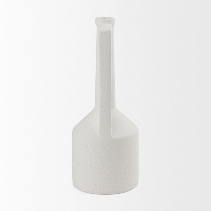 Vase de table en céramique Alisme, Blanc, H 16 po x l 6 po x P 6 po