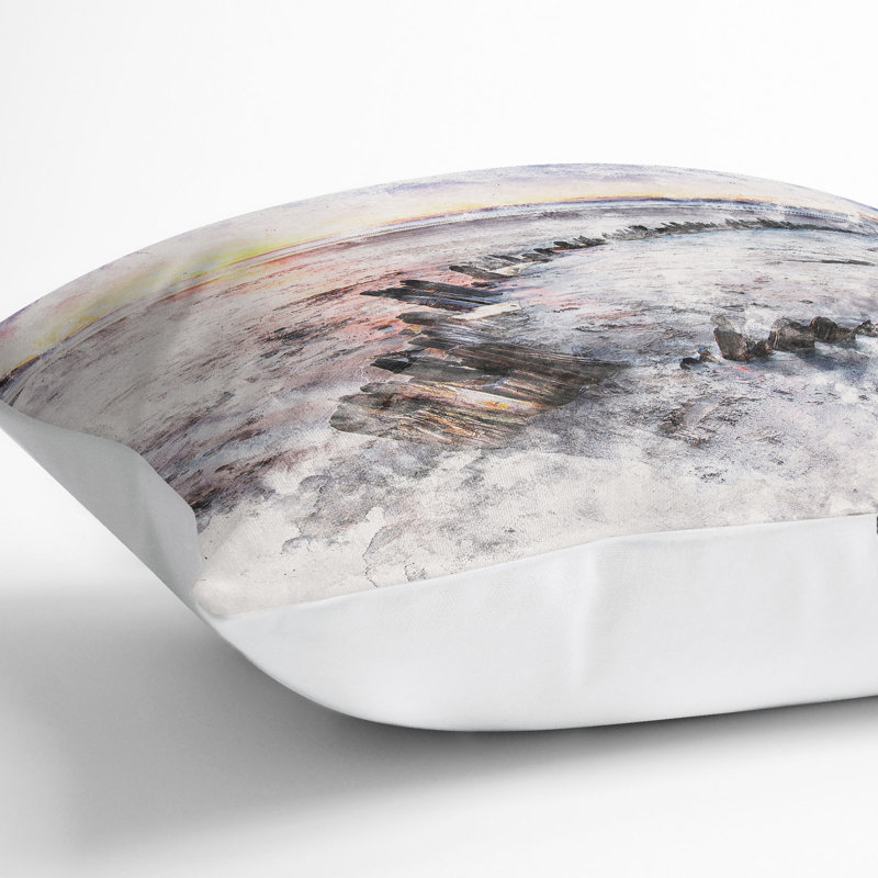 Shipwreck on Rossbeigh Beach Cushion with Filling, 40cm H x 40cm W x 15cm D, White