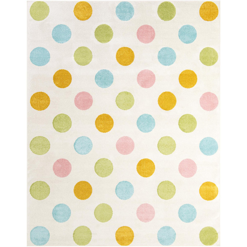  Tapis fantaisie à pois pour enfants, Rectangle 7 pi 10 po x 10 pi