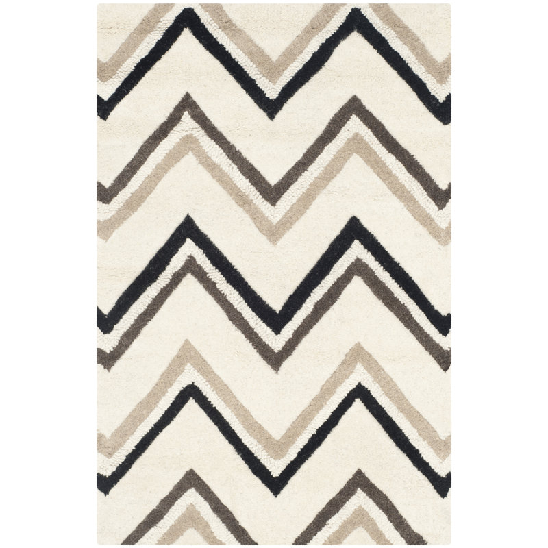 Sanyla Hand Tufted Wool Chevron Rug, Rectangle 2' x 3'