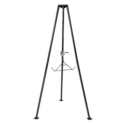 Tripod Deer Hoist, 500 lbs Load Capacity, Hunting Game Hoist Winch Lift with Gambrel & Manual Winch, Hunting Game Skinning and Cleaning Accessory for Cleaning, Skinning, and Moving, Black