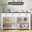 Buffet Almus de 55 po avec 4 portes en verre, 2 grands tiroirs et tablettes réglables-57167839