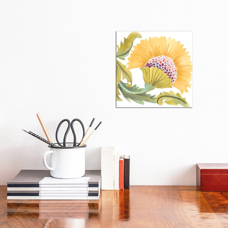 Abbey Floral Tiles VII by June Erica Vess - Wrapped Canvas Painting, 30.48 cm H x 30.48 cm W