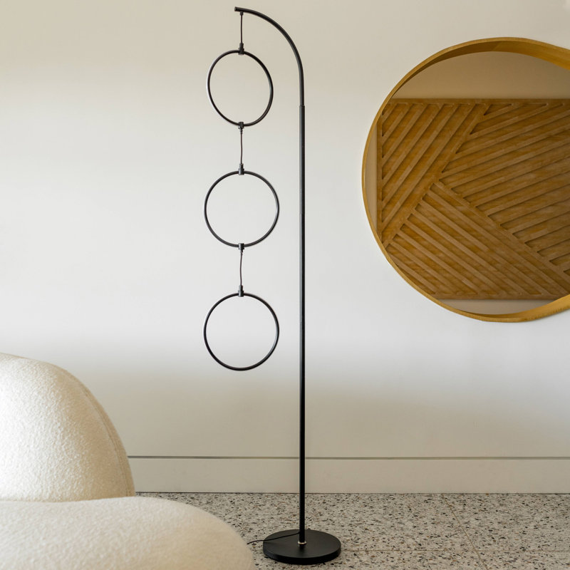 Nova 74 in. Industrial 3 Hanging Ring Light LED Floor Lamp with Selectable Colour Options