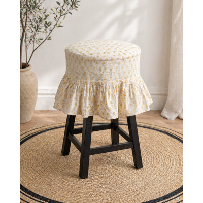 Housse de tabouret de bar en lin imprimé à la main avec un motif floral