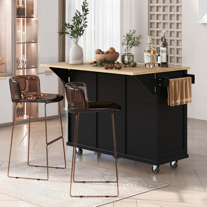 Chariot de cuisine polyvalent avec plusieurs options de rangement et fabrication durable