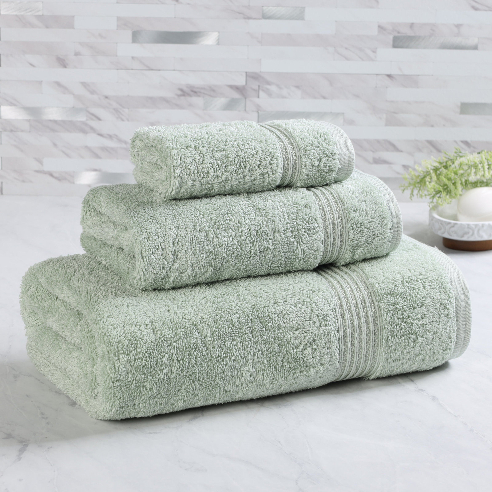 Oleg 3-Piece Egyptian Cotton Towel Set, Sage
