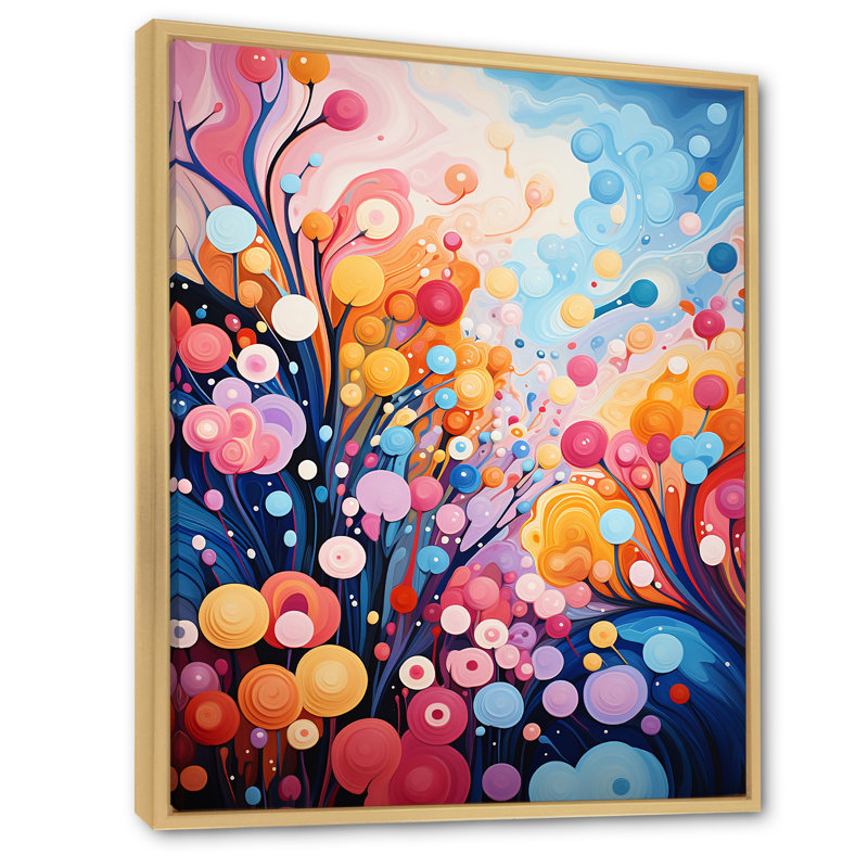 «Rose and Blue Botanical Abstracts Wonderland III», art mural botanique, Cadre flottant brun, H 32 po x l 16 po x P 1 po