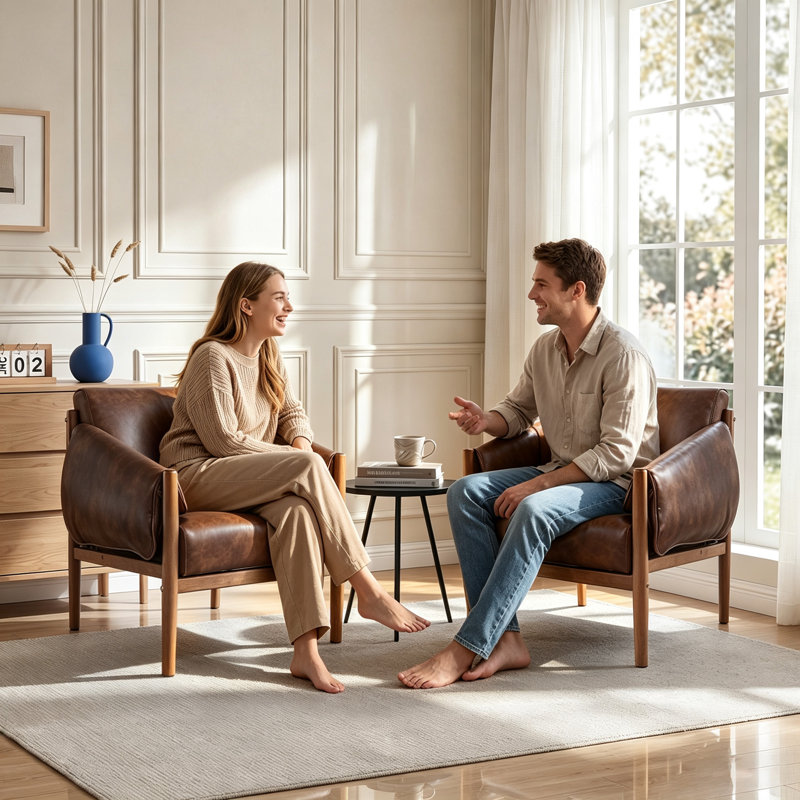 Chaise avec accoudoirs amovibles en similicuir Arlena, Brun