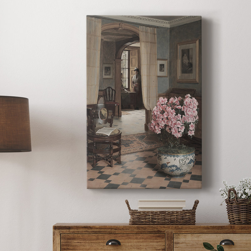 Motif floral rétro «C» - Cavas, H 12 po x l 8 po