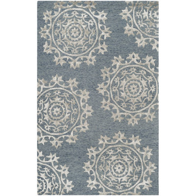 Rudra Hand Tufted Wool, Viscose Damask Rug