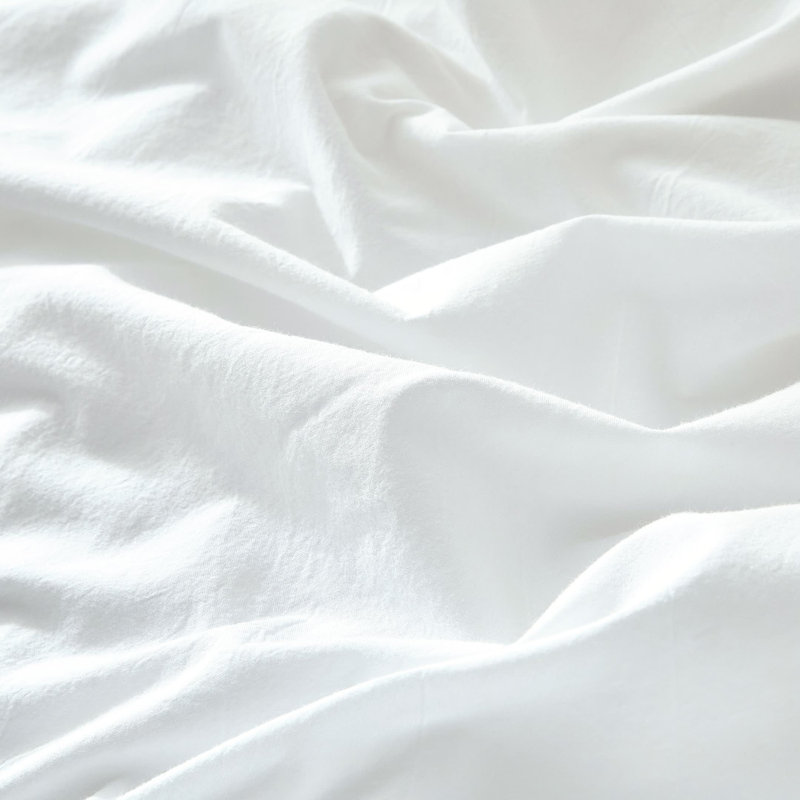 Ensemble de housse de couette 100% coton délavé LifeTown, Housse de couette double et 2 taies d'oreiller, Blanc brillant