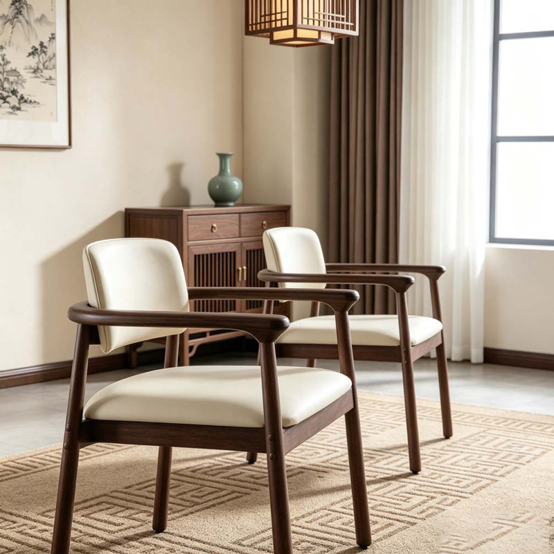 Ensemble de 2 chaises de salle à manger, bois d'hévéa robuste, siège en mousse de polyuréthane confortable