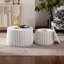 Ensemble de tables de rangement rondes - couvercle escamotable, gigogne, bord courbé - blanc