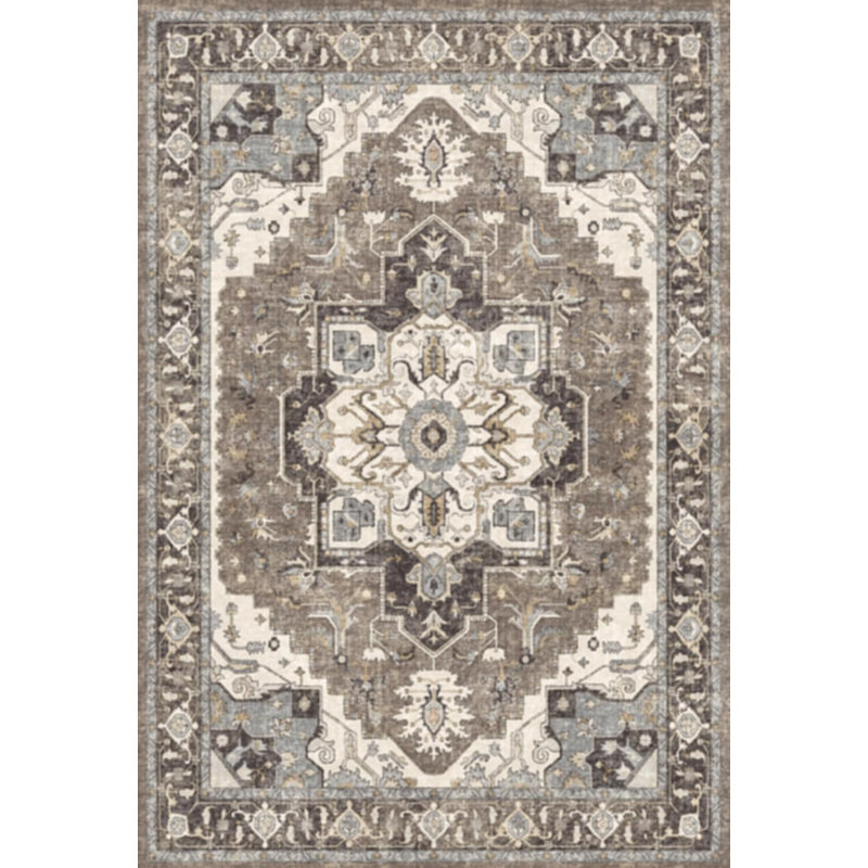 Rug Hallway - Washable Kitchen Vintage Stain Resistant Rugs Indoor Ultra-Thin Soft Floor Mat Non-Slip Rubber Backing Carpet for Bathroom Living Room Bedroom (Beige)
