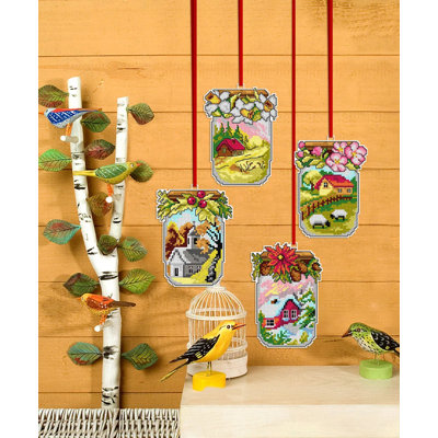 Four Seasons Jars All Year Plastic Canvas Cross Stitch Kit by Orchidea 7698