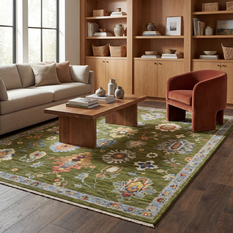 Anneli Vintage Oriental Green/ Multi Area Rug, Rectangle 9'10" x 12'11"