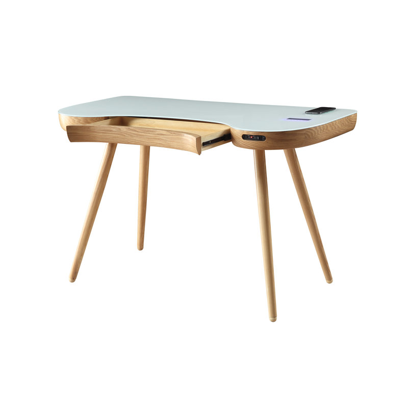 Emil Glass Solid Wood Executive Desk