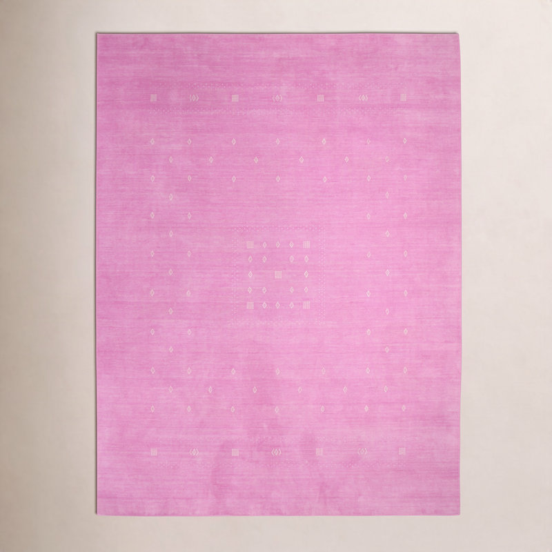 Simi Hand Knotted Cotton/Wool Southwestern Area Rug, Pink, Rectangle 8' x 10'