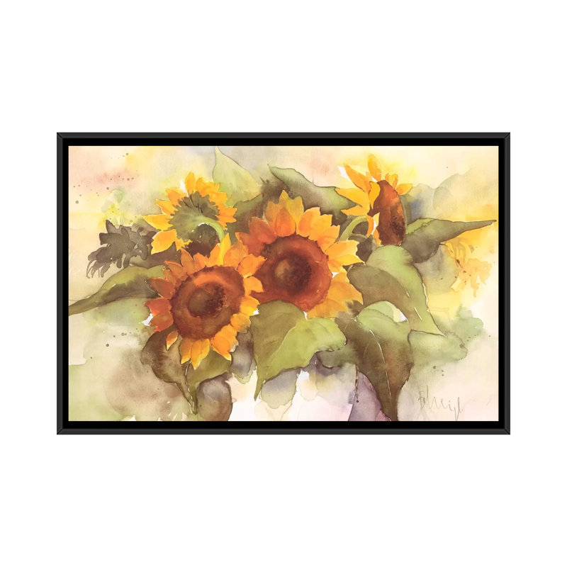 « fleur composition iv », impression sur toile, H 18 po x l 26 po x P 1,5 po, Toile avec cadre flottant noir, Pas de tapis
