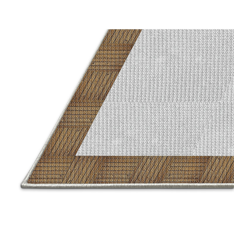 Tapis blanc/brun à motif à motif, Rectangle 5 pi x 7 pi