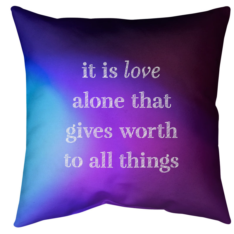 Coussin de sol amour inspirant, Bleu / Mauve, 40 po x 40 po