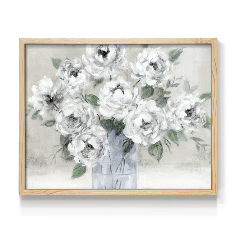 Tender White Roses -Framed Print - Restickable, H 8 po x l 10 po, Naturel