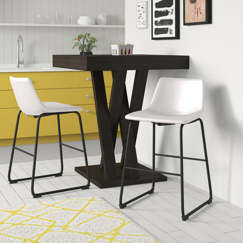Ashtin Upholstered Counter Stool with Metal Frame, Counter Stool (24” Seat Height), White