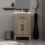 Meuble-lavabo en chêne gris avec plateau en acrylique de 84,4 lb et miroir inclus - Robuste 20 po W Conception de la longévité du comptoir